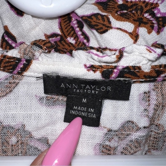 ANN Taylor Linen Floral Blouse M - Picture 3 of 4